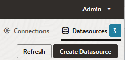 Datasources tab in the Essbase web interface, with Create Datasource button.