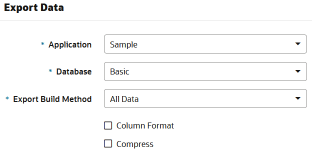 Image of the Export Data dialog box, in Jobs.
