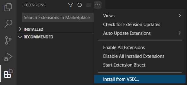 Install from VSIX Action