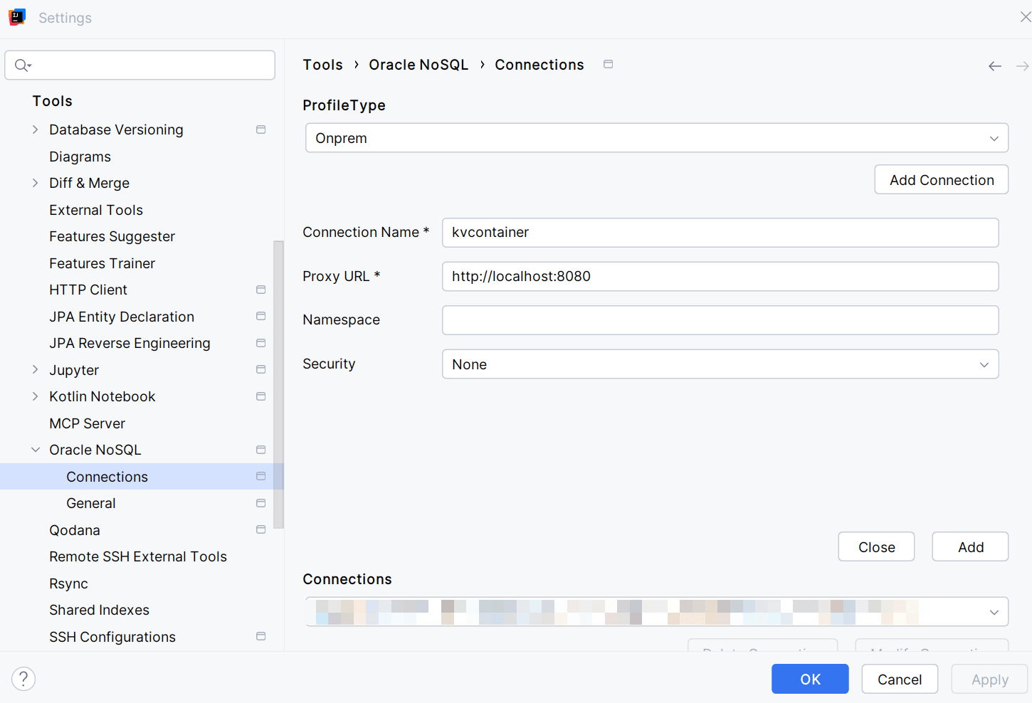 Description of add-connection-intellij.png follows Description of add-connection-intellij.png follows