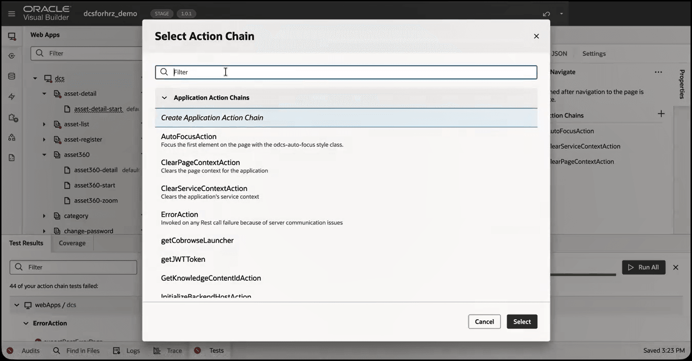 Action Chain Modal