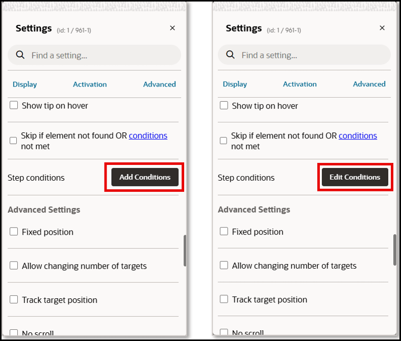 Add or Edit Conditions
