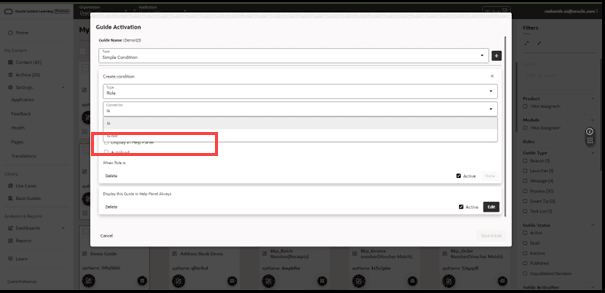 Configure condition