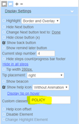 entering custom class name in display settings