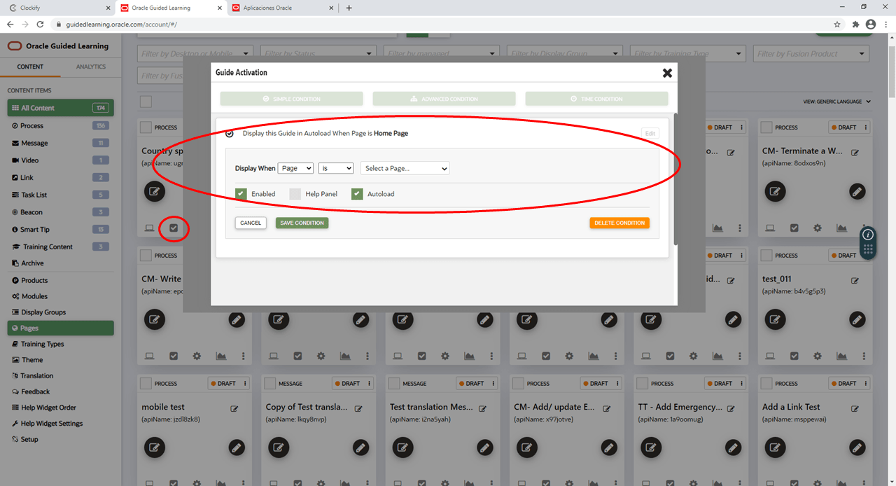adding page condition