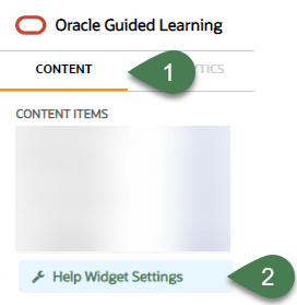 selecting content tab then help widget settings selecting content tab then help widget settings