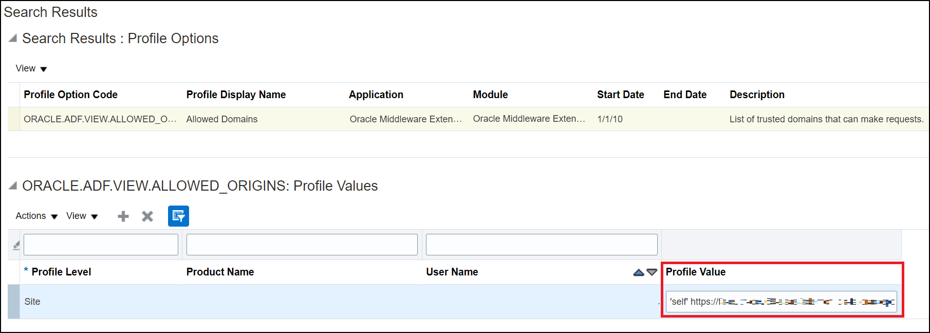 Profile options results
