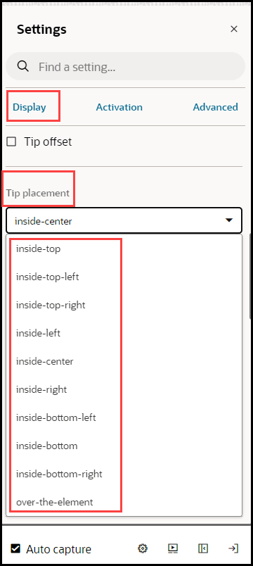 Change tip placement