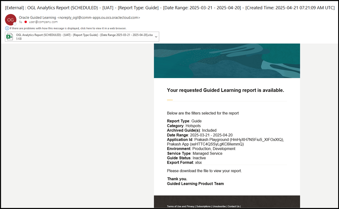 Analytics Email Report
