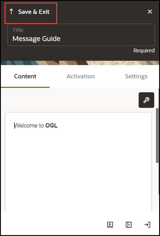 Save and exit Save and exit