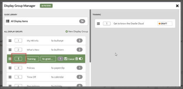 image of reordering Display Groups