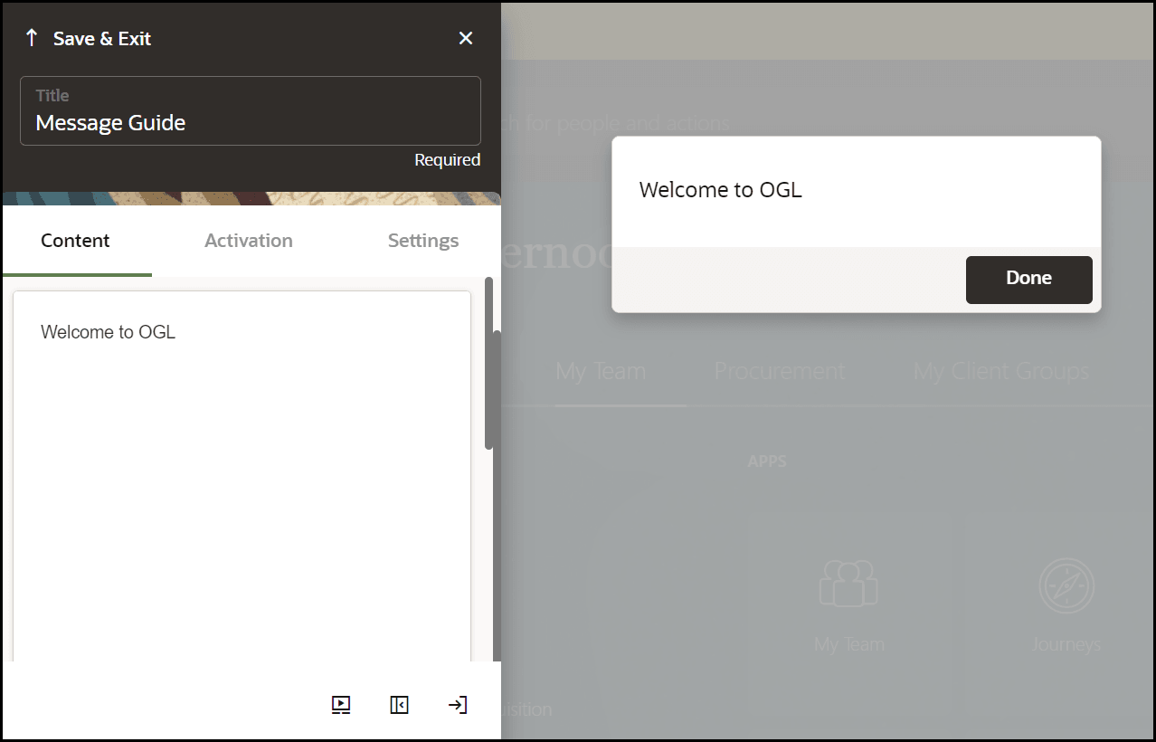 Splash message Splash message