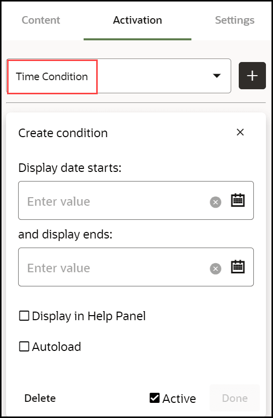 Time Condition Time Condition