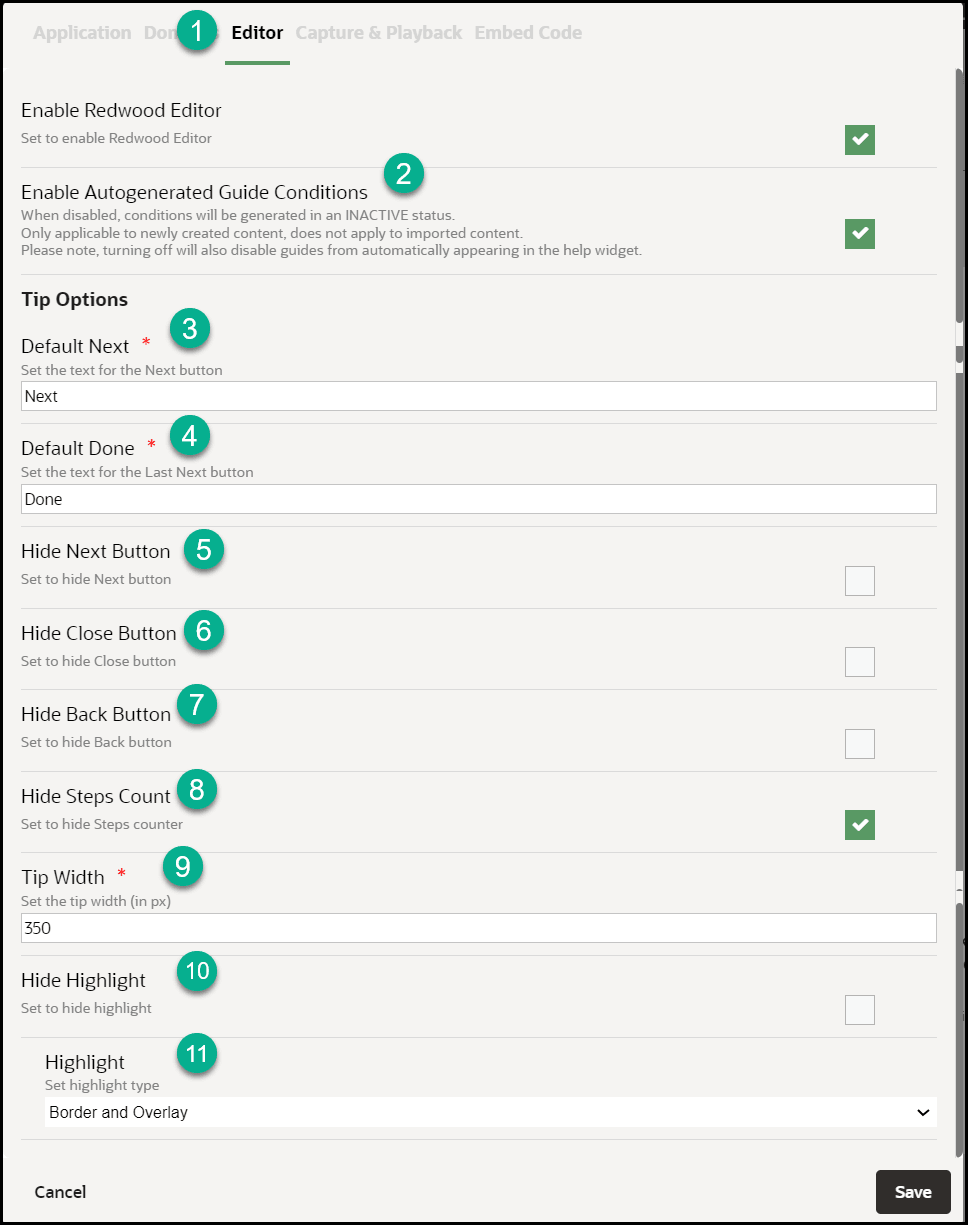 The Editor tab