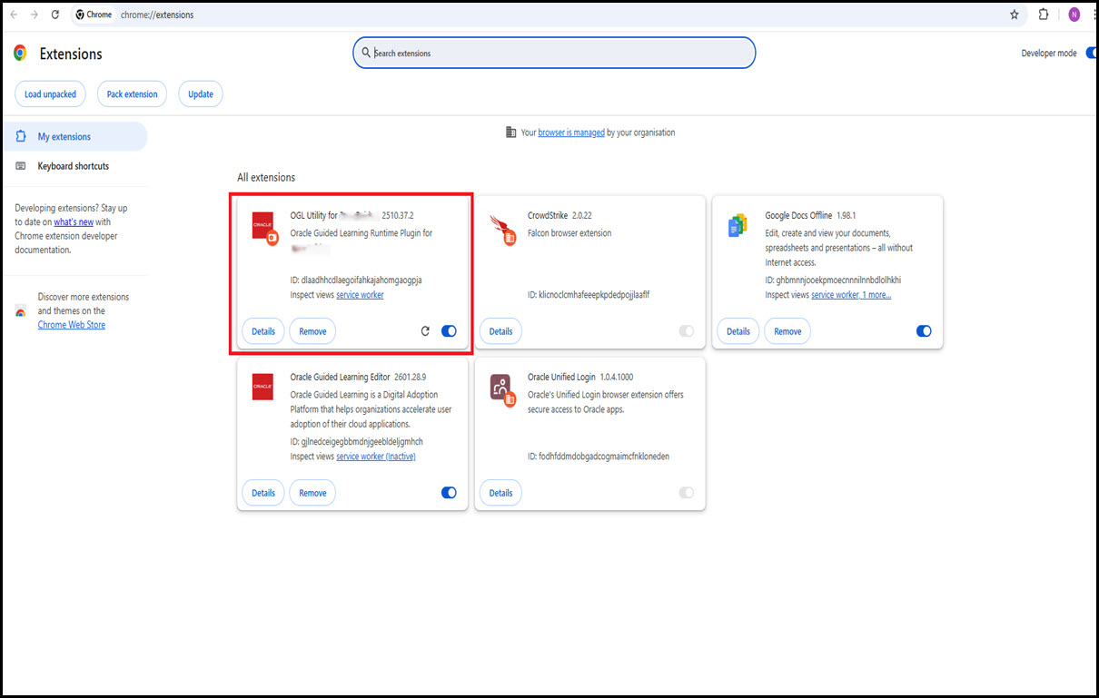 Extensions Page Extensions Page