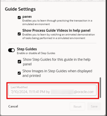 Guide settings Guide settings