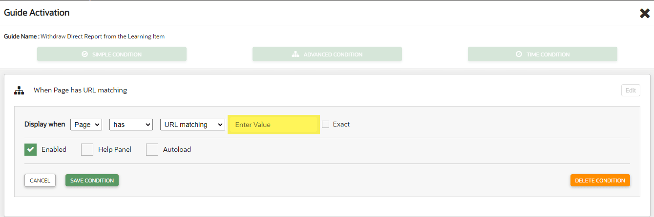 entering value