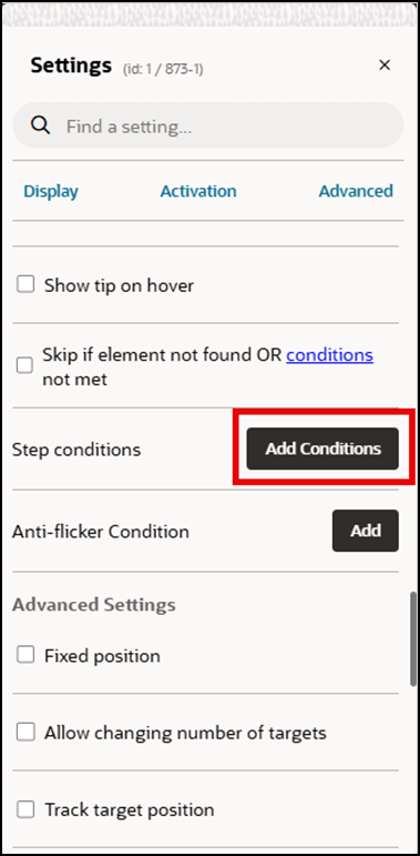 Add Conditions Add Conditions