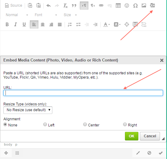 embed icon and dialog embed icon and dialog