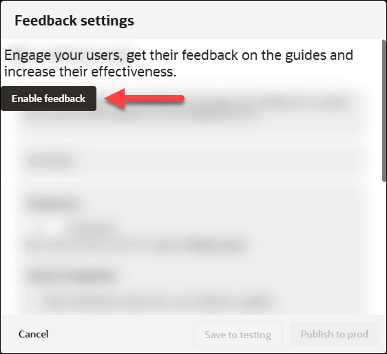 Feedback settings Feedback settings