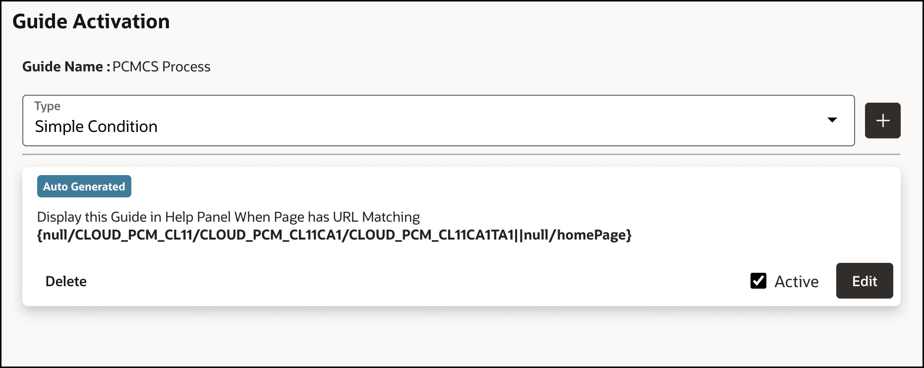 Guide activation settings Guide activation settings