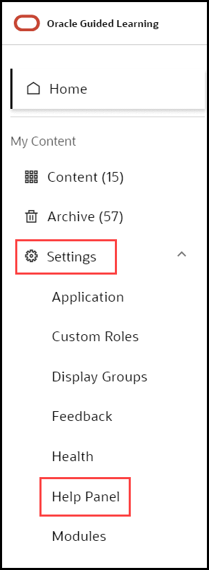 Help panel Help panel