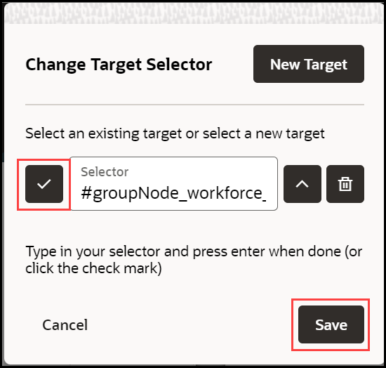 Update and save the selector