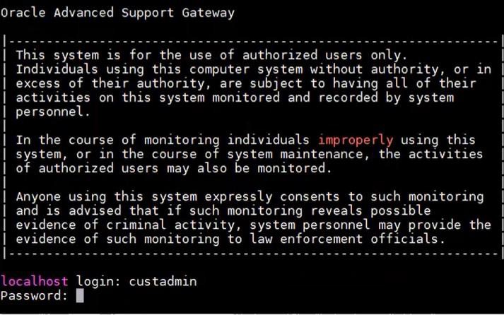 Login screen with username and password prompt