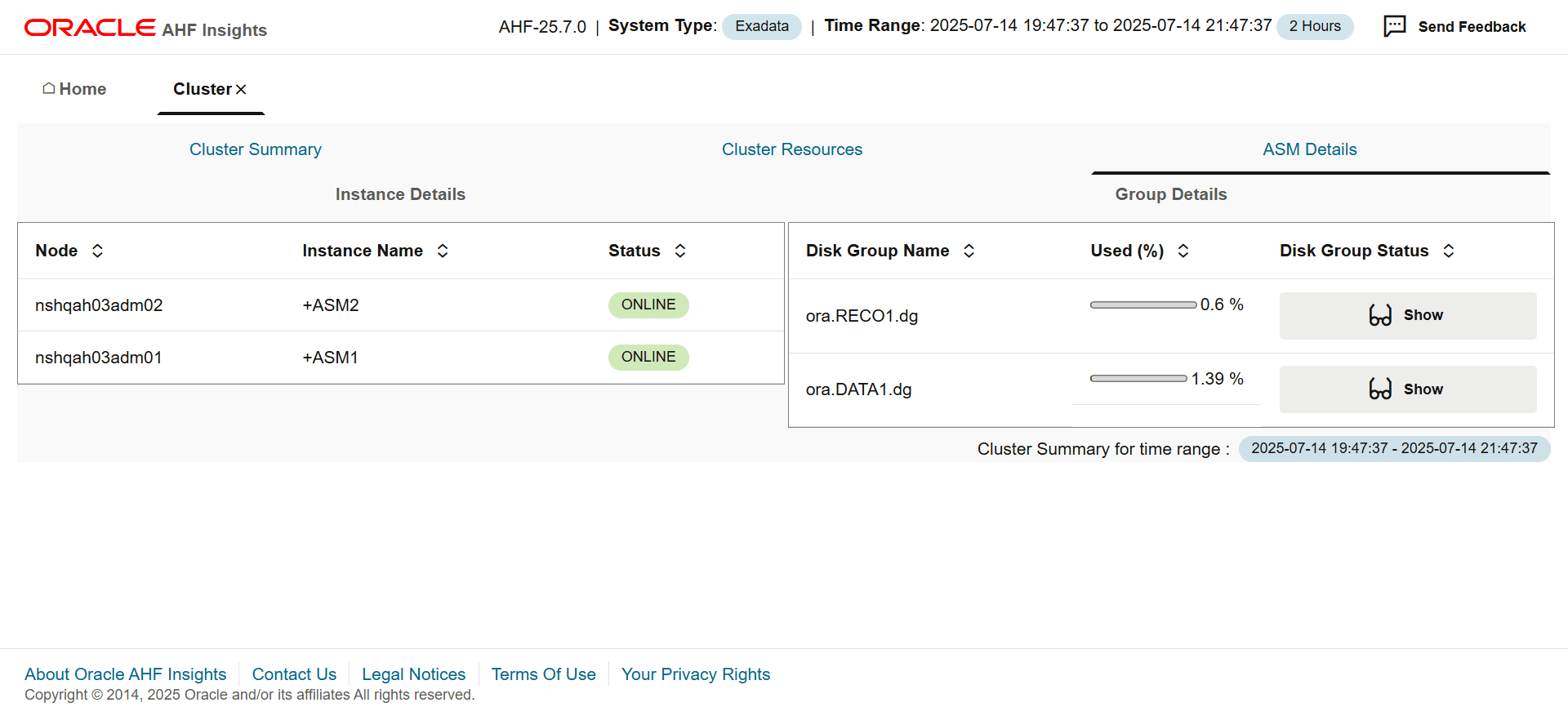 Provides a summary of ASM details.