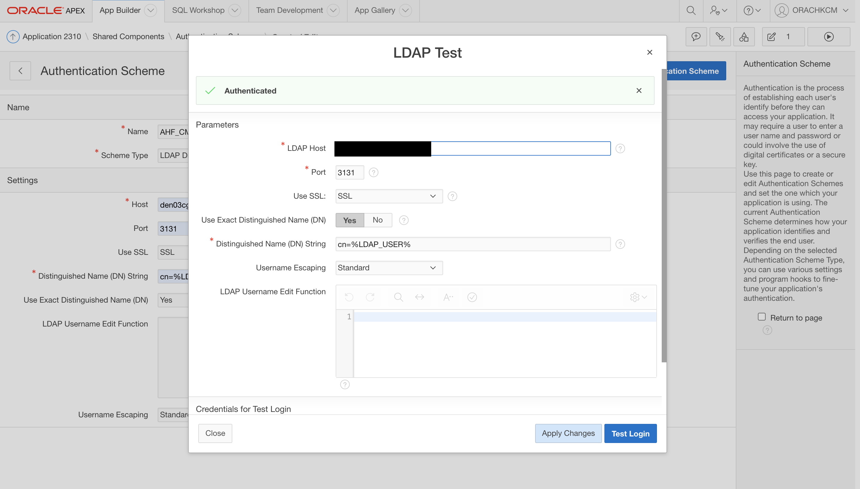 This image illustrates testing LDAP settings.