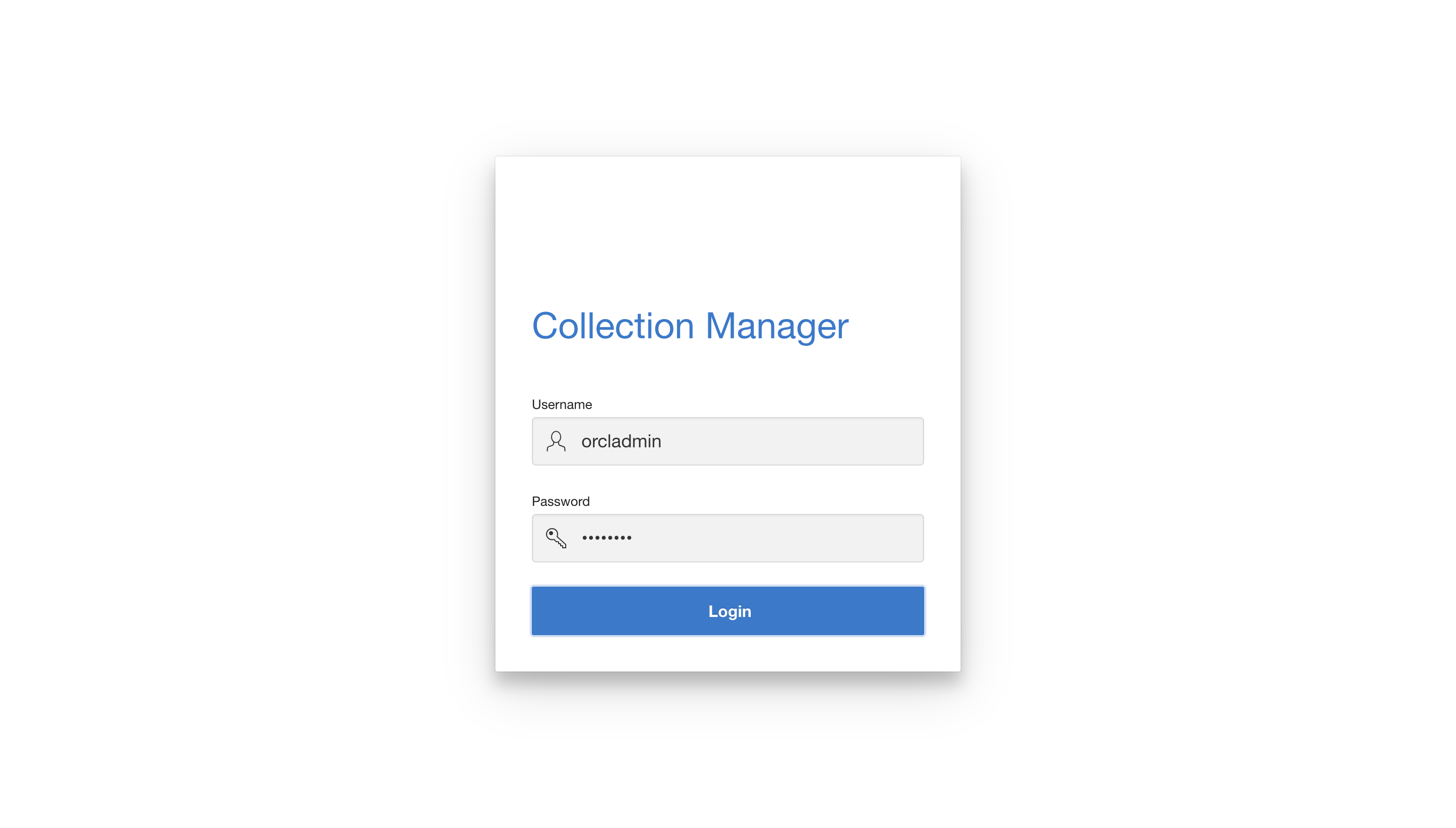 This image illustrates logging in to Collection Manager.