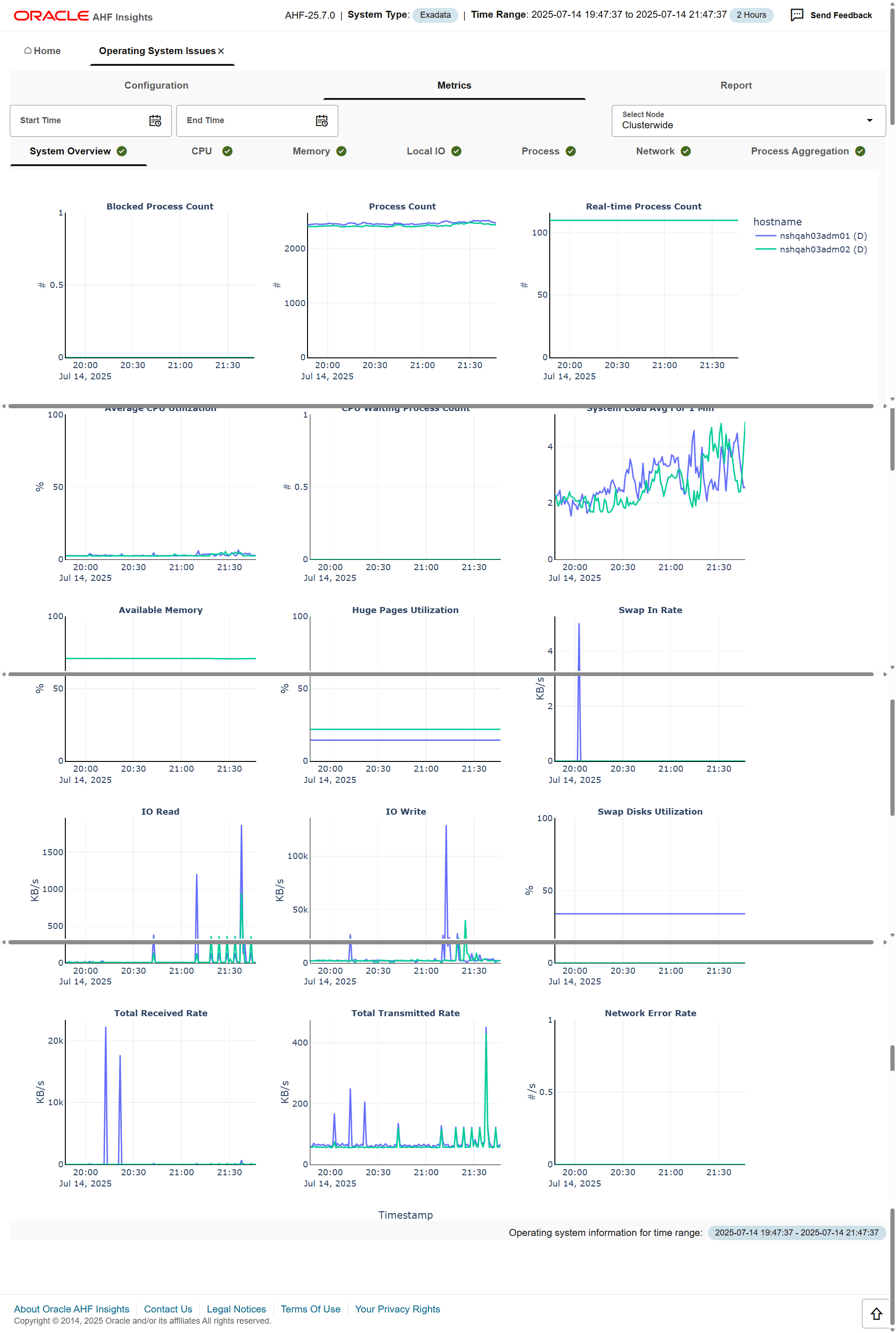 Provides details about the metrics collected on the system and a detailed report on operating system anomalies. Provides details about the metrics collected on the system and a detailed report on operating system anomalies.