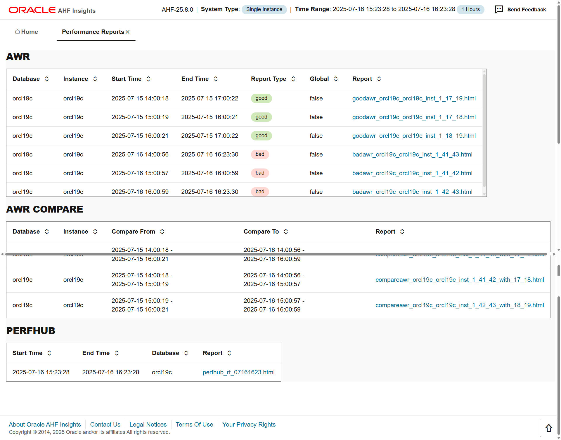 This image illustrates AHF Insights Performance Reports