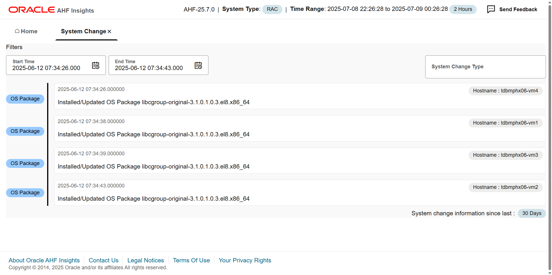 Provides details on the changes applied to the system, paginated. Provides details on the changes applied to the system, paginated.