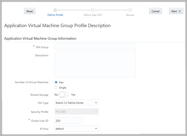 image:A screen shot showing the application virtual machine group profiles summary page.
