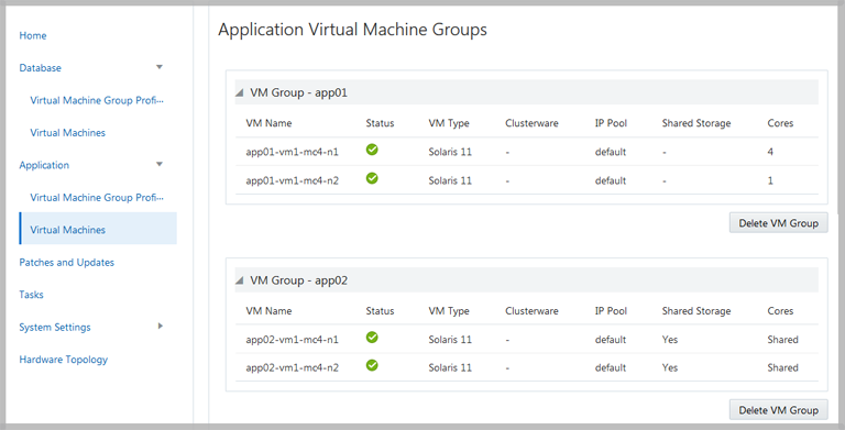 image:A screen shot showing the application VM Virtual Machines                             page