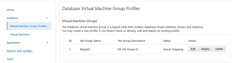 image:A screen shot showing the Virtual Machine Group Profiles page.