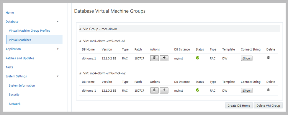 image:A screen shot showing the Virtual Machines page.
