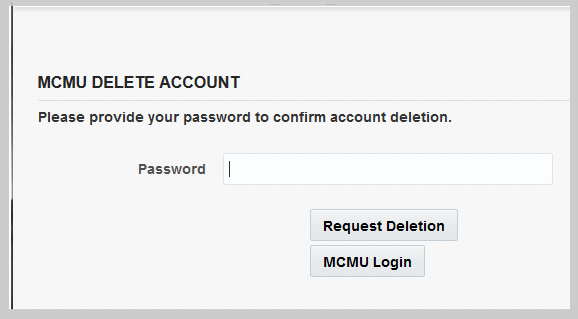 image:a screen shot showing the delete account page.
