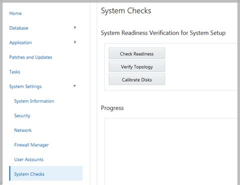 image:A screen shot showing the system checks page.