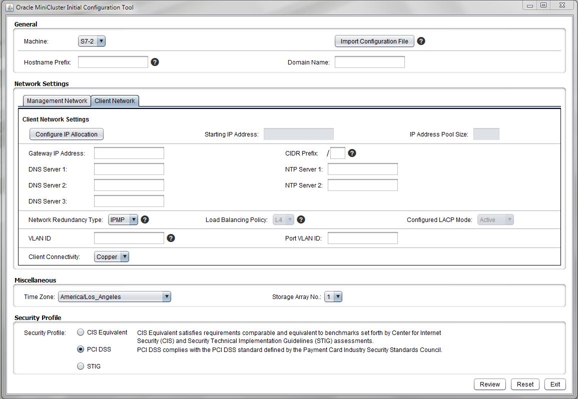 image:Graphic showing the Client Network pane in the Initial                                     Configuration tool.