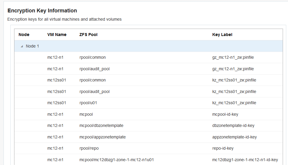 image:A screen shot showing the encryption key information.