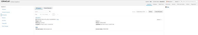 DB Systems tab