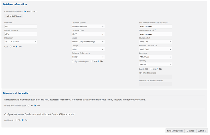 Database Information section