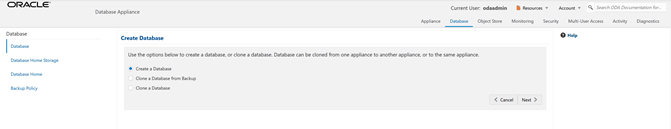 Create Database workflow