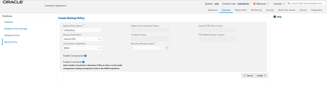 Create Backup Policy page