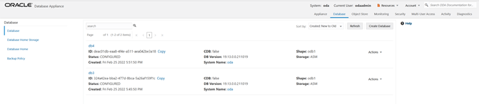 Databases tab