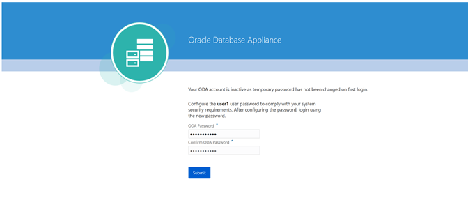 Oracle Database Appliance BUI login
