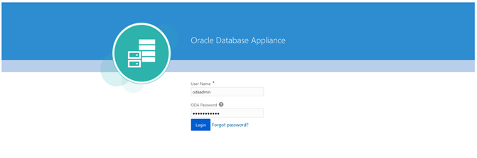 Oracle Database Appliance BUI login