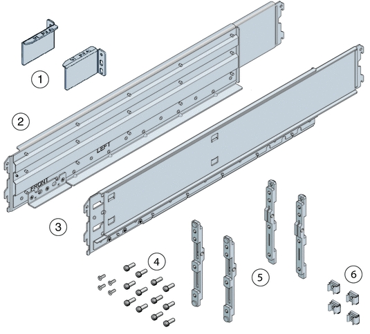 Description of rackrailcontents.jpg follows